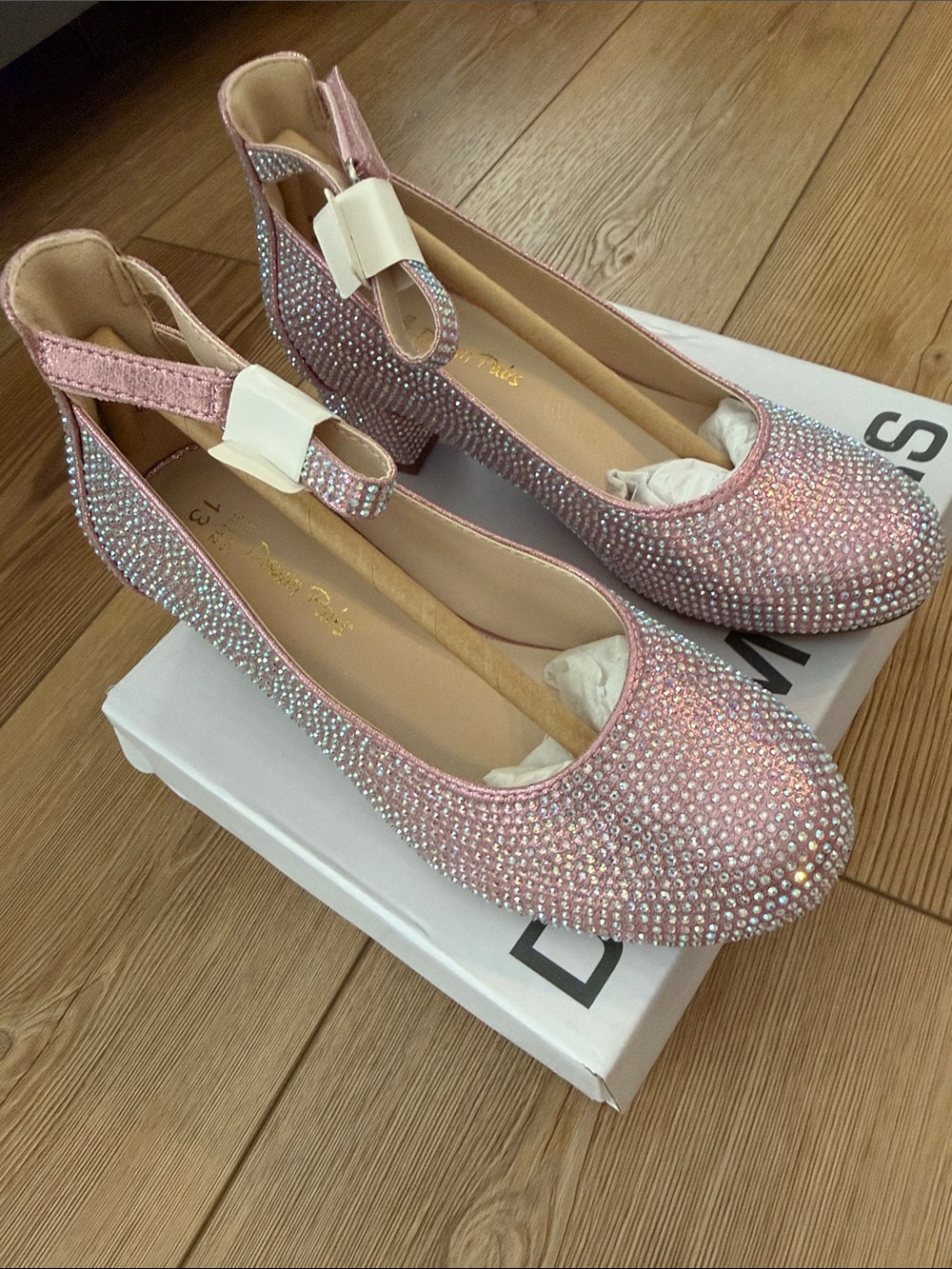 Sparkle Pink Rhinestone girls Low Heel Dress Shoes